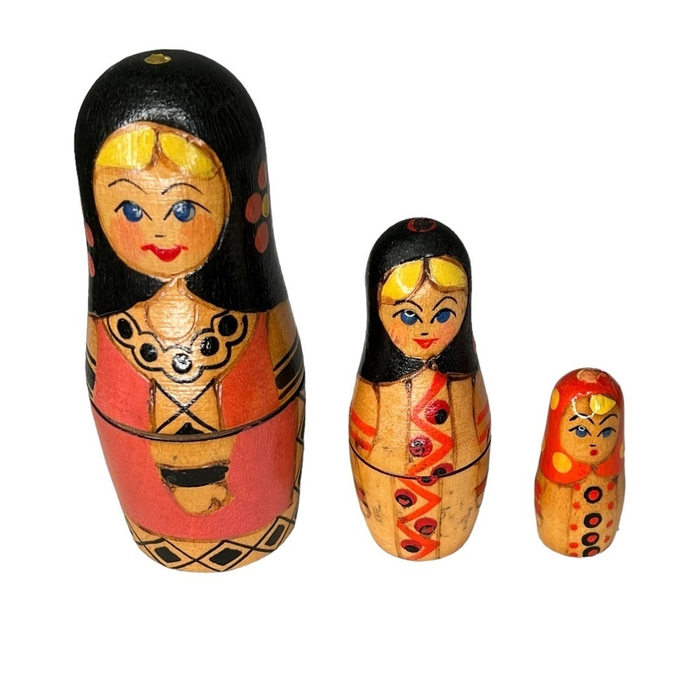 Vintage Wooden Stacking Matryoshka Dolls